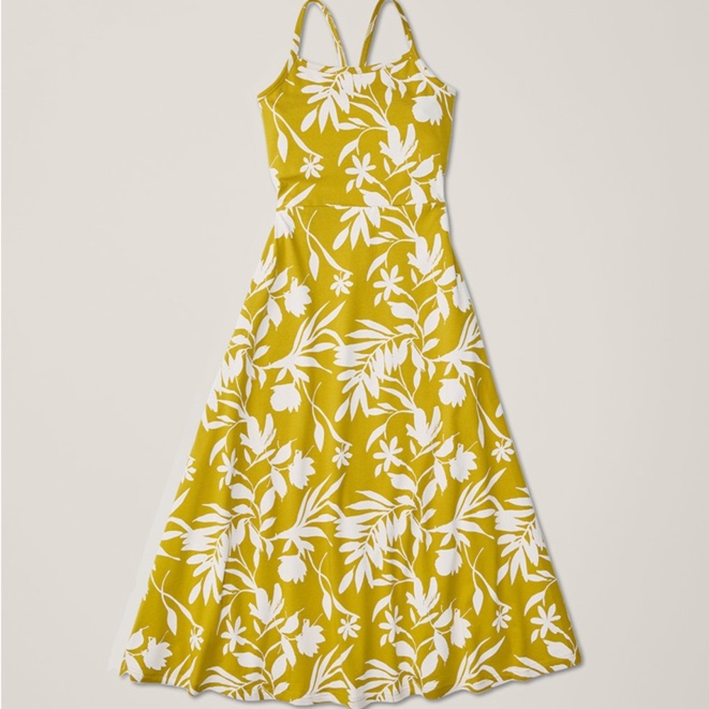 Pact Fit & Flare Midi Dress Organic Cotton Large With Pockets Built-In Shelf Bra